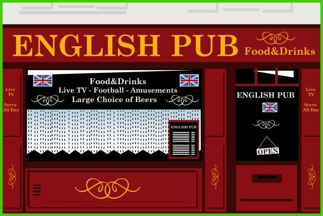 Vorderfront eines English Pub